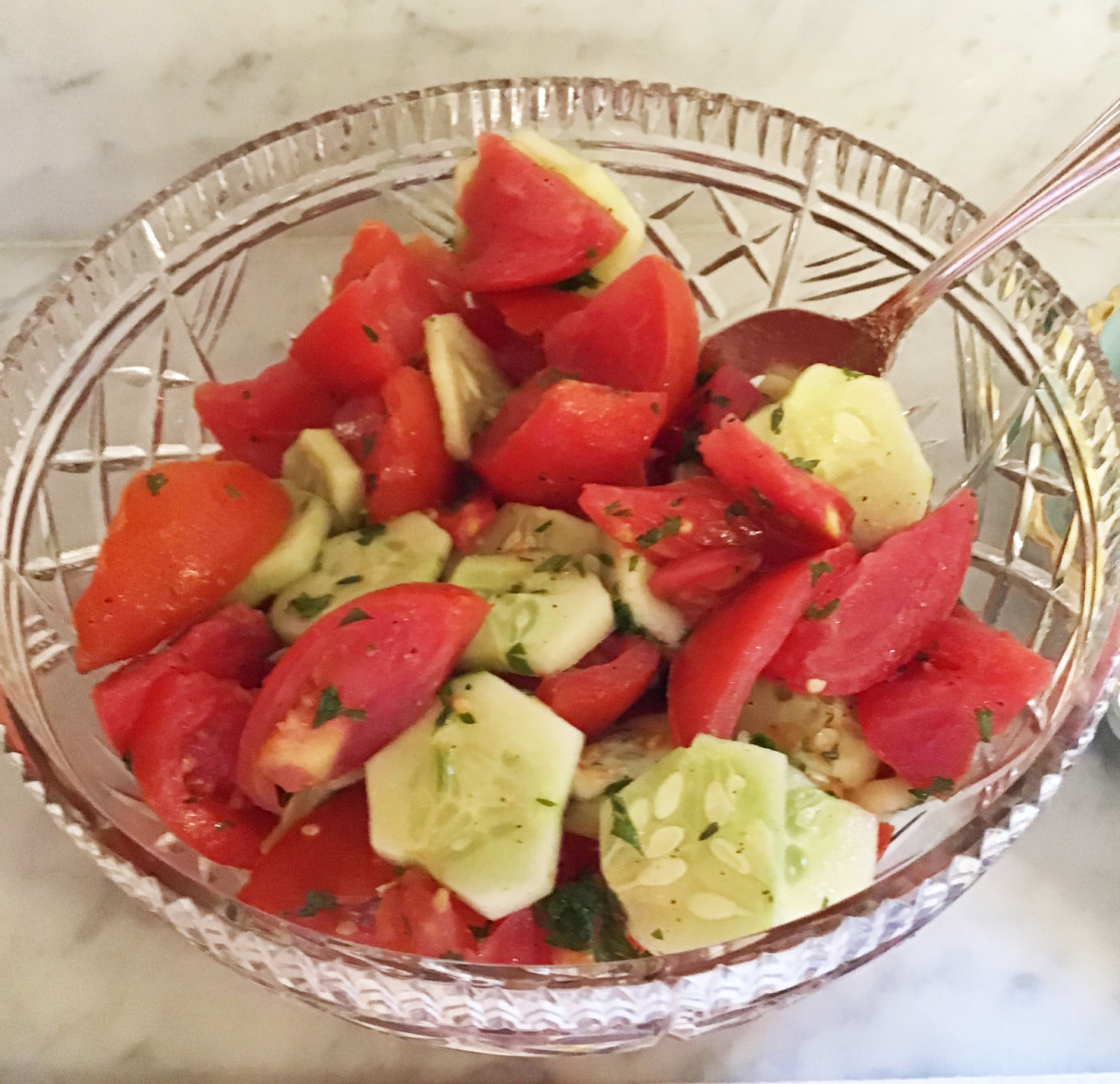 Local Cucumber and Tomato Salad Side Dish
